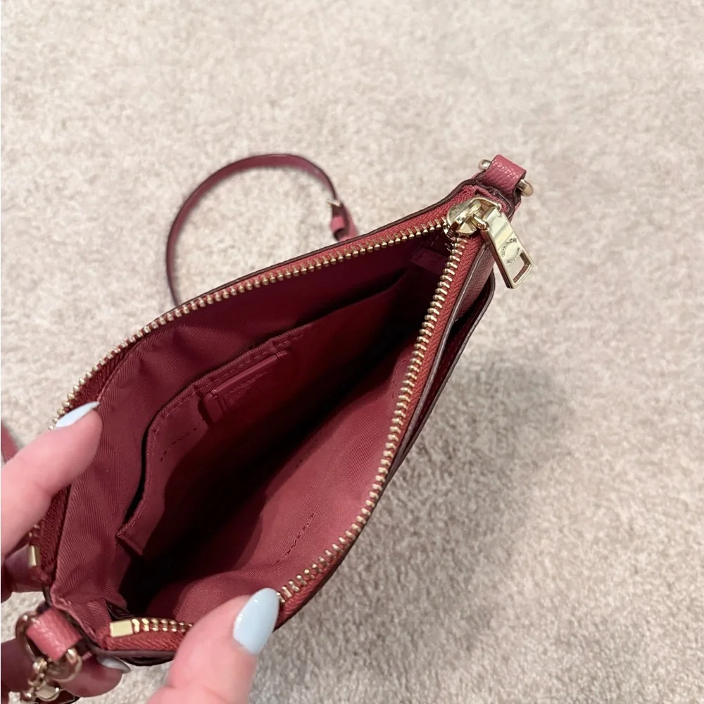 Coach Berry Pink Leather Crossbody with Floral Wristlet - Picture 2 of 3
